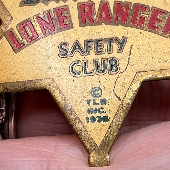 Vintage Bond Bread Lone Ranger Safety Club Badge Pin Signed TLR INC 1938 - Picture 5 of 7
